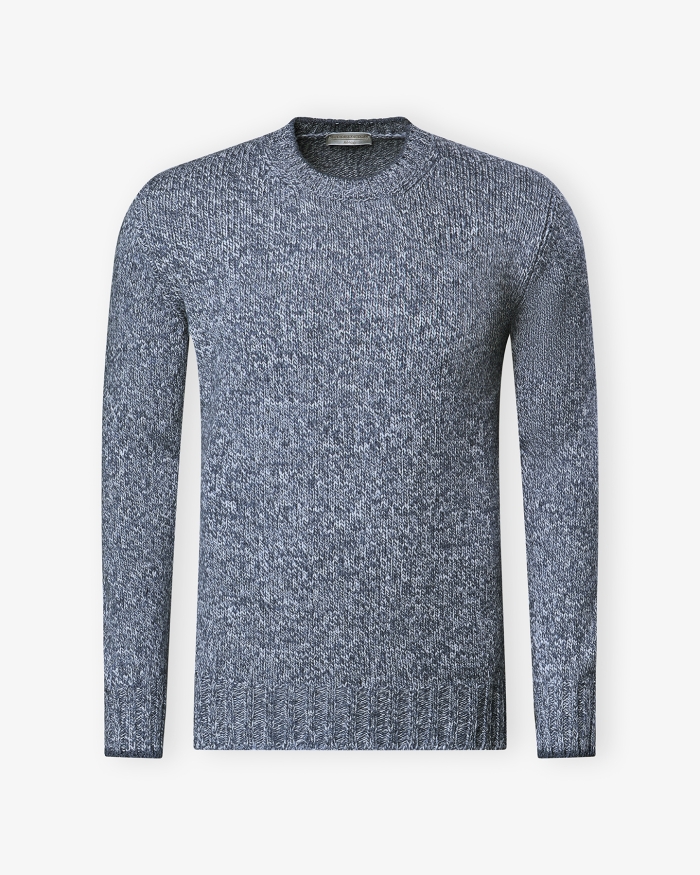 LES HOMMES D'AMSTERDAM LHDA - Round neck virgin wool - Blue melange