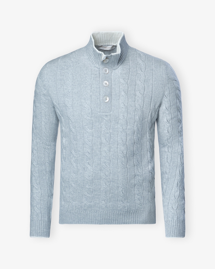 LES HOMMES D'AMSTERDAM LHDA - Cardigan with buttons - Wool cashmere - Grey