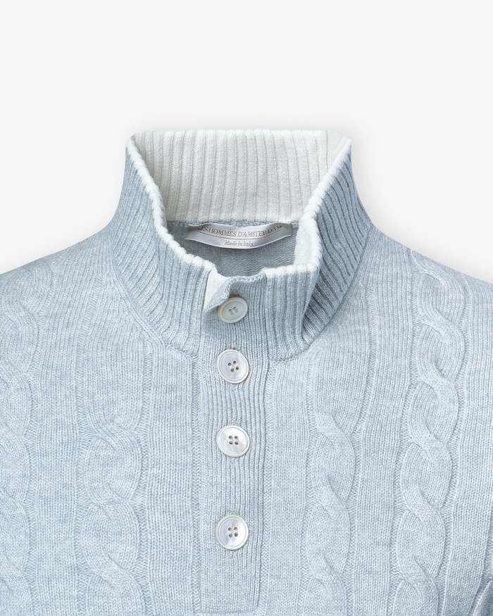LES HOMMES D'AMSTERDAM LHDA - Cardigan with buttons - Wool cashmere - Grey