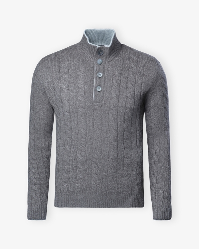 LHDA - Cardigan with buttons - Wool cashmere - Greige