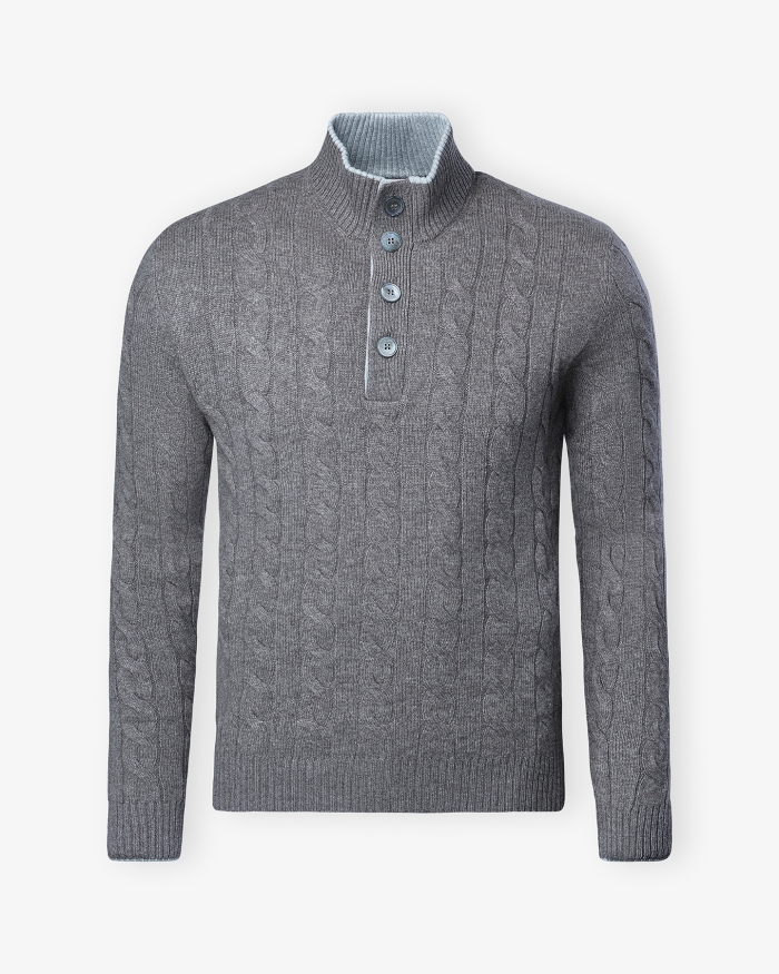 LES HOMMES D'AMSTERDAM LHDA - Cardigan with buttons - Wool cashmere - Greige