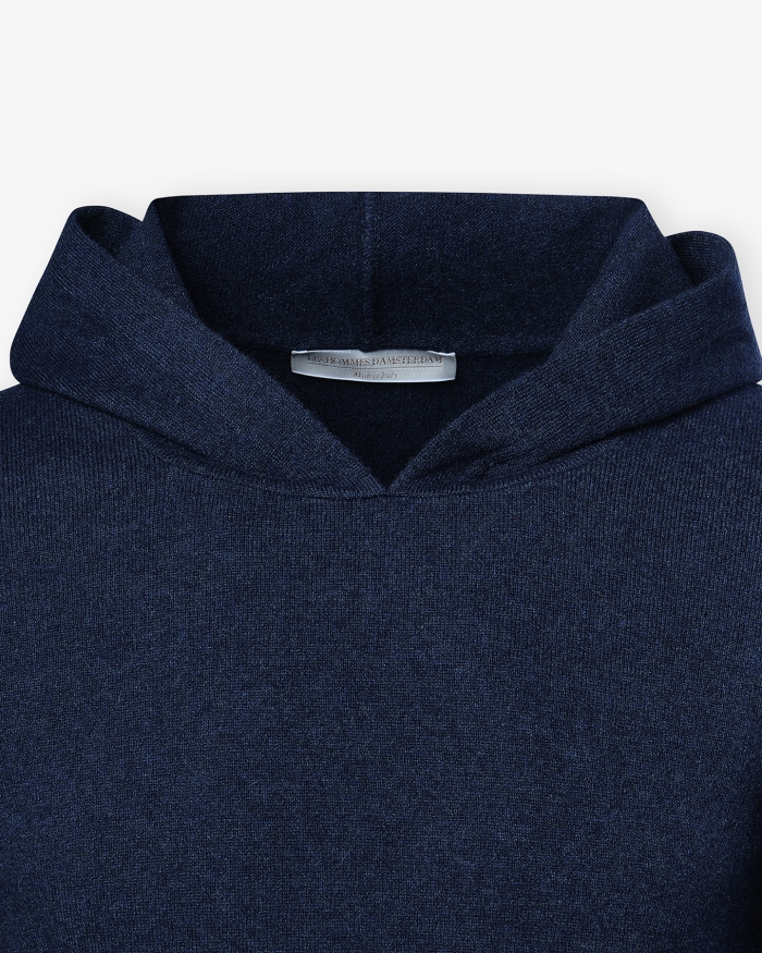LES HOMMES D'AMSTERDAM LHDA - Hooded knit cashmere - Navy