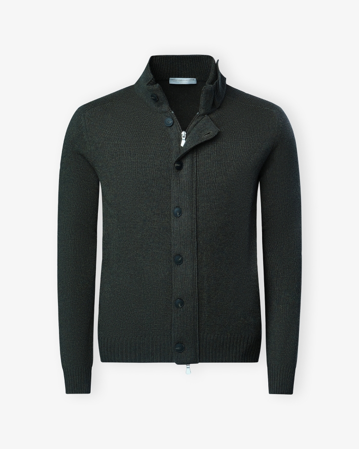 LES HOMMES D'AMSTERDAM LHDA - Vest zipper and buttons - Green