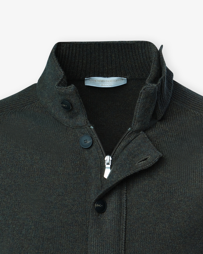 LES HOMMES D'AMSTERDAM LHDA - Vest zipper and buttons - Green