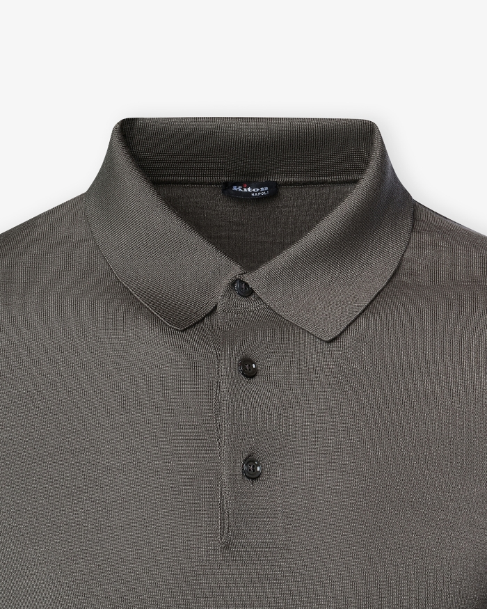 KITON Kiton - Polo long sleeve cashmere silk - Geige