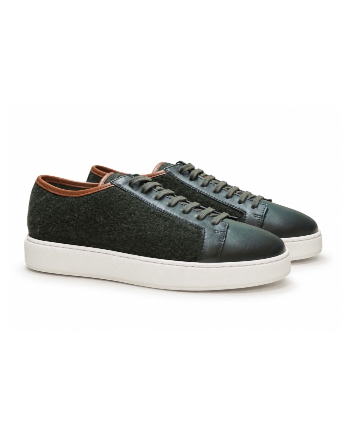 SANTONI Santoni - Sneaker clean icon winter flanel - Green