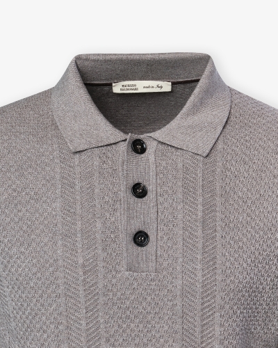 MB - Polo long sleeve cotton cashmere silk - Greige