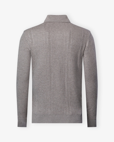 MB - Polo long sleeve cotton cashmere silk - Greige