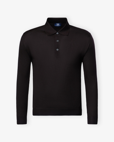 Fedeli - Buttoned polo cashmere silk - Brown