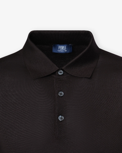 Fedeli - Buttoned polo cashmere silk - Brown