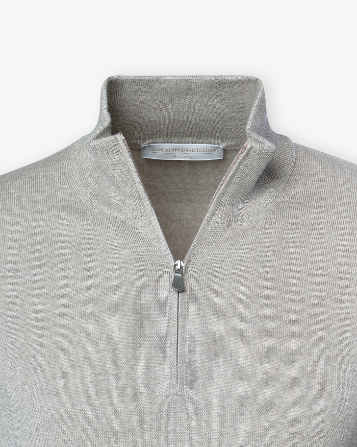 LES HOMMES D'AMSTERDAM LHDA - Half zip virgin wool - Beige