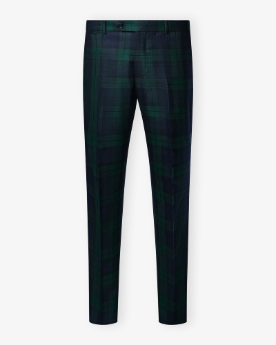 Berwich - Regular fit trousers tartan wool - Check navy green