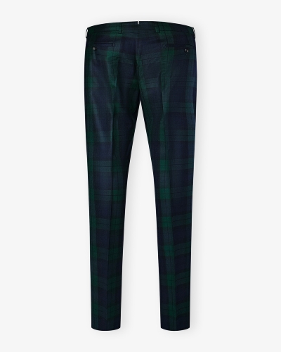 Berwich - Regular fit trousers tartan wool - Check navy green