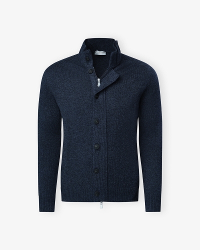 LHDA - Vest zipper and buttons - Blue melange