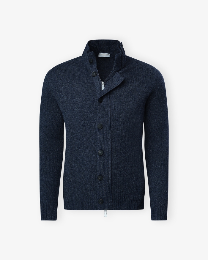 LES HOMMES D'AMSTERDAM LHDA - Vest zipper and buttons - Blue melange