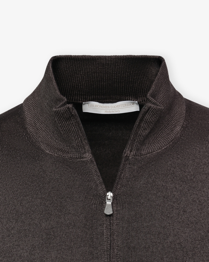 LES HOMMES D'AMSTERDAM LHDA - Full zip virgin wool - Washed brown