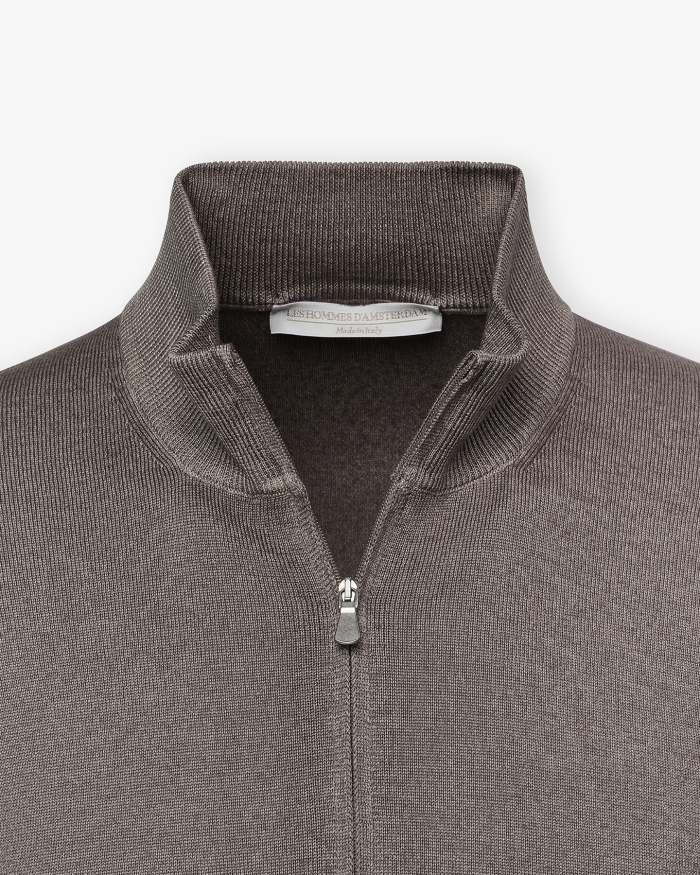 LES HOMMES D'AMSTERDAM LHDA - Full zip virgin wool - Washed greige