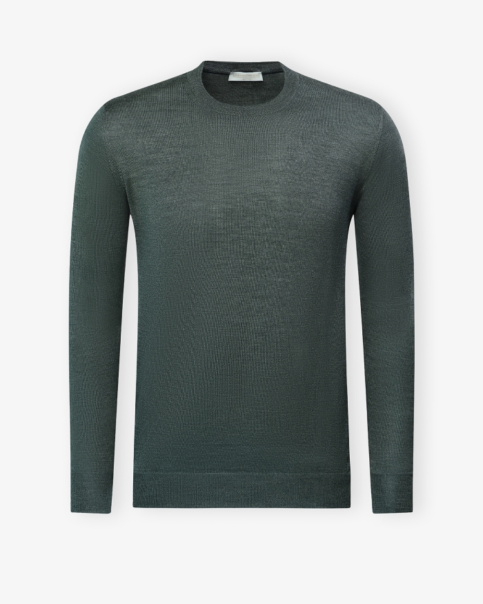 LES HOMMES D'AMSTERDAM LHDA - Round neck wool silk - Olive