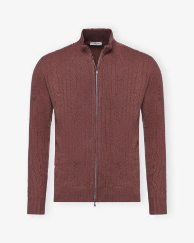 Fioroni - Full zip cashmere - Terracotta