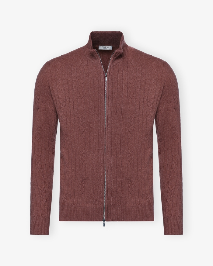FIORONI Fioroni - Full zip cashmere - Terracotta