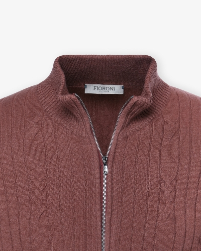 Fioroni - Full zip cashmere - Terracotta