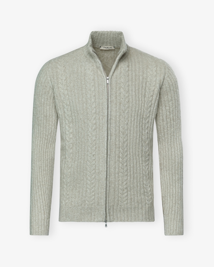 FIORONI Fioroni - Full zip cashmere - Beige