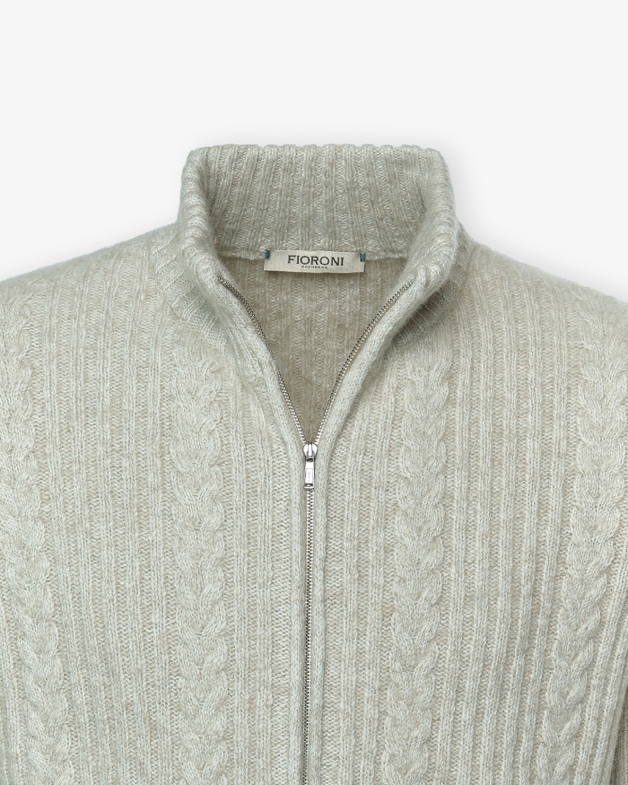 FIORONI Fioroni - Full zip cashmere - Beige