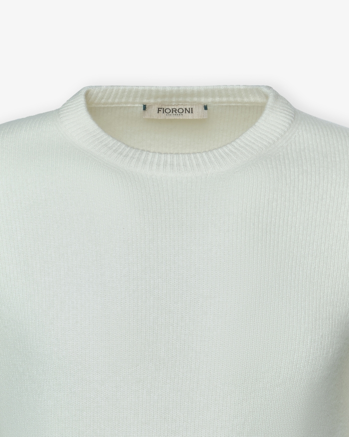 FIORONI Fioroni - Round neck cashmere - Cream white