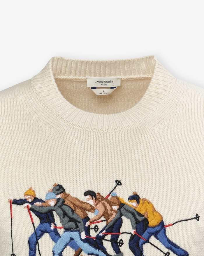 JACOB COHËN Jacob Cohën - Round neck wool cashmere - Cream