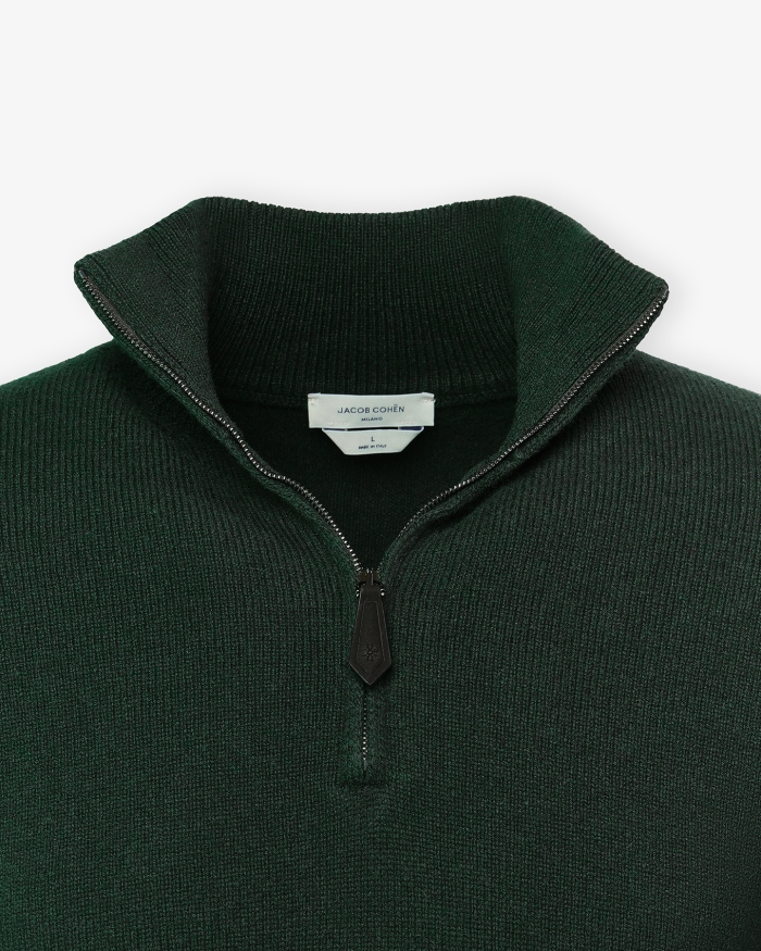JACOB COHËN Jacob Cohën - Half zip wool cashmere - Green