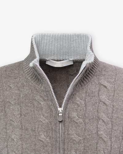 LHDA - Full zip cable wool cashmere - Greige
