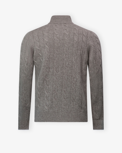 LHDA - Full zip cable wool cashmere - Greige