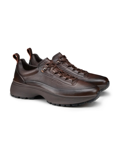 Santoni - Easy bounce leather mountain sneaker - Brown
