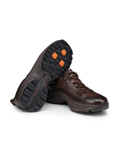 Santoni - Easy bounce leather mountain sneaker - Brown