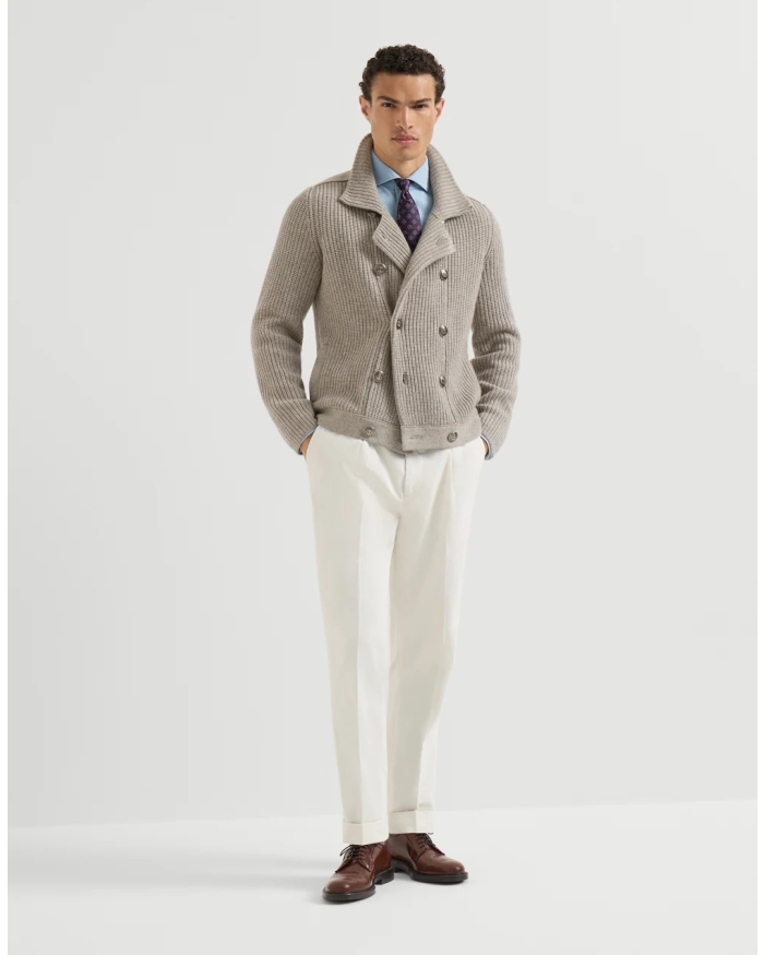 BRUNELLO CUCINELLI Cashmere half english rib mariner cardigan