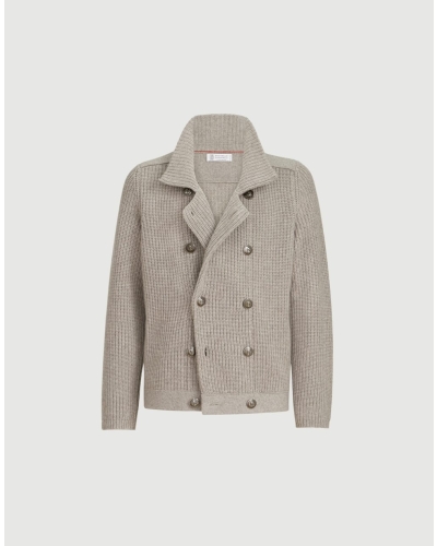 Cashmere half english rib mariner cardigan