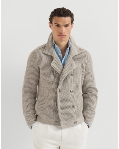 Cashmere half english rib mariner cardigan