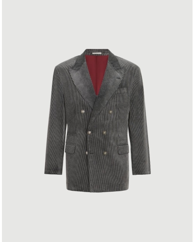 Cotton corduroy one-and-a-half breasted Tailor blazer with metal buttons