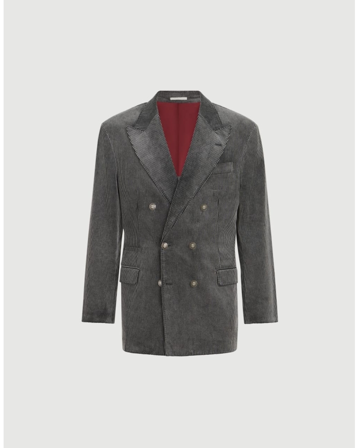 BRUNELLO CUCINELLI Cotton corduroy one-and-a-half breasted Tailor blazer with metal buttons