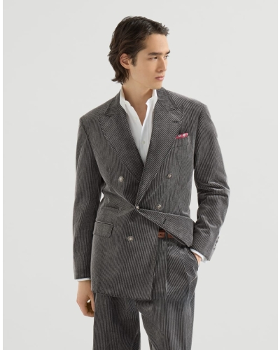 Cotton corduroy one-and-a-half breasted Tailor blazer with metal buttons