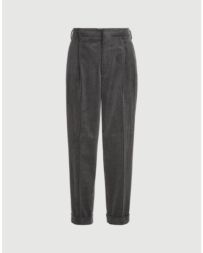 BRUNELLO CUCINELLI Cotton corduroy trousers with double pleats