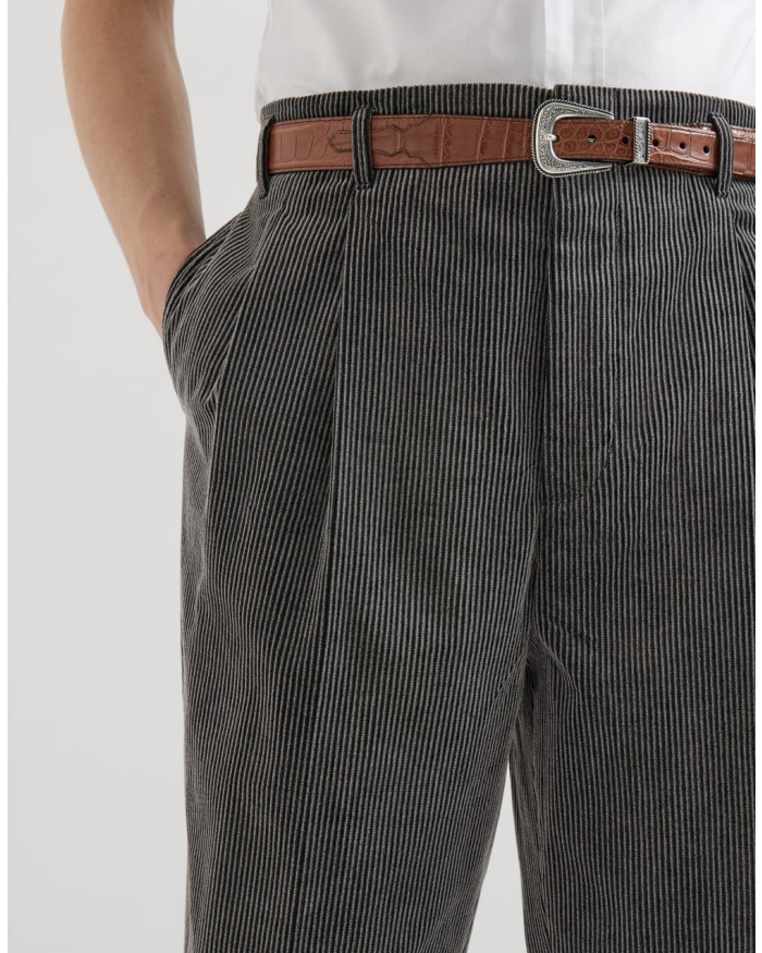 BRUNELLO CUCINELLI Cotton corduroy trousers with double pleats