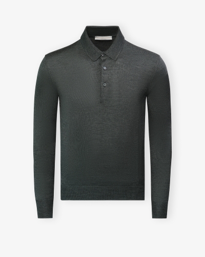 LHDA - Polo long sleeve wool silk - Olive