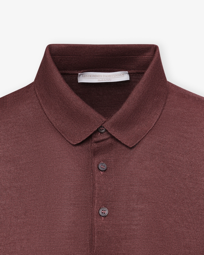 LES HOMMES D'AMSTERDAM LHDA - Polo long sleeve wool silk - Bordeaux