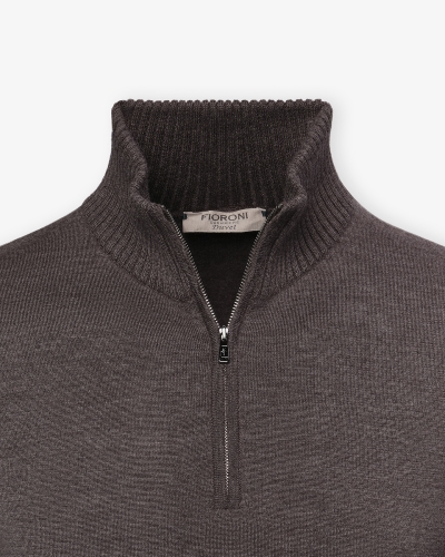Fioroni - Half zip cashmere duvet - Greige